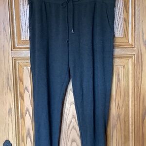 Charcoal Fleece Lined Tie Waist Pants with leg cuffs-too keep you warm & toasty